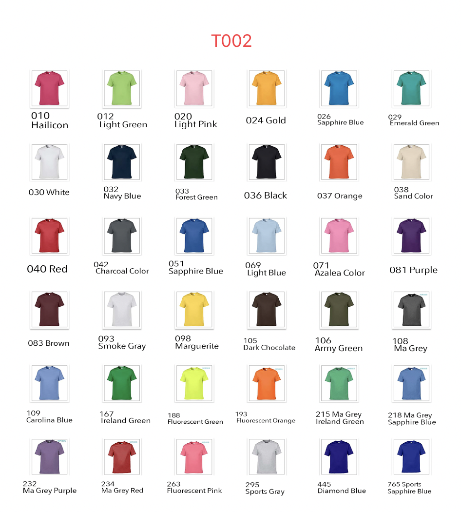T002 180g 100% cotton T-shirt