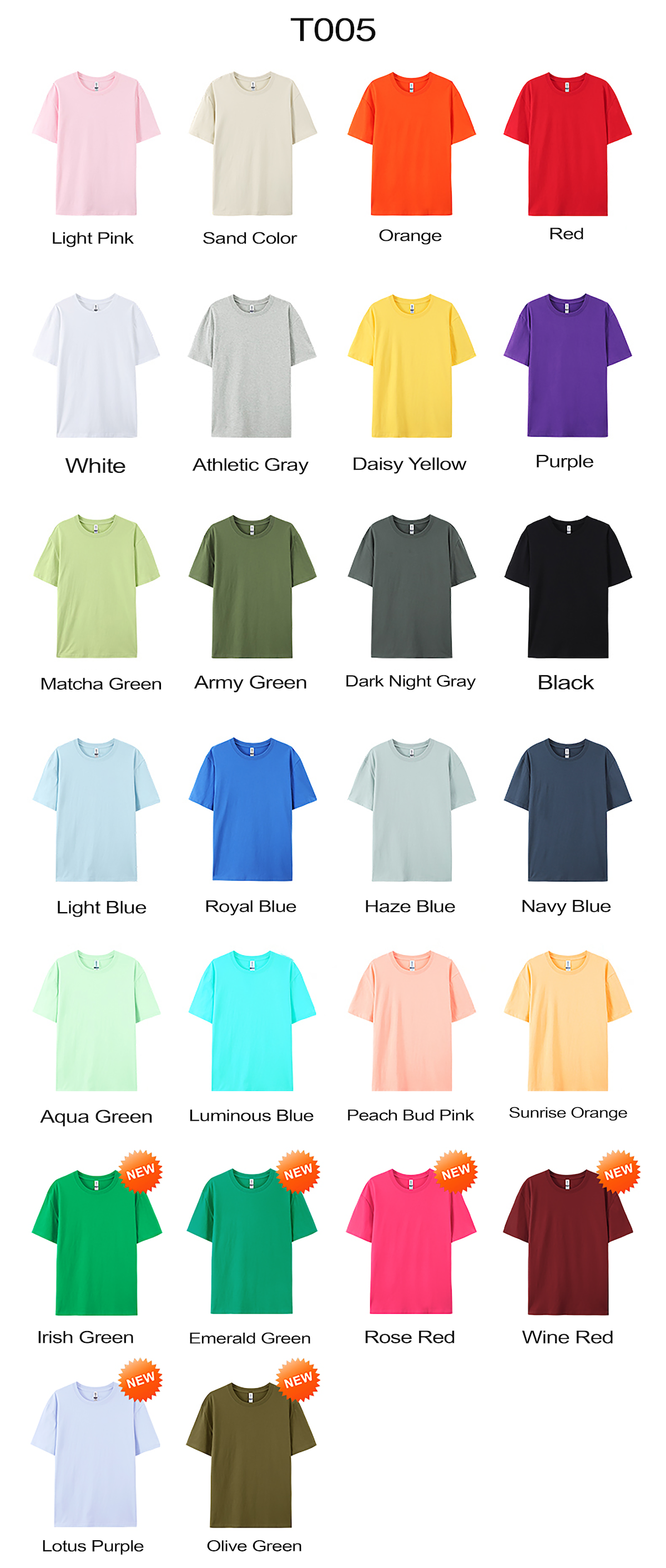 T005 180g 100% cotton T-shirt