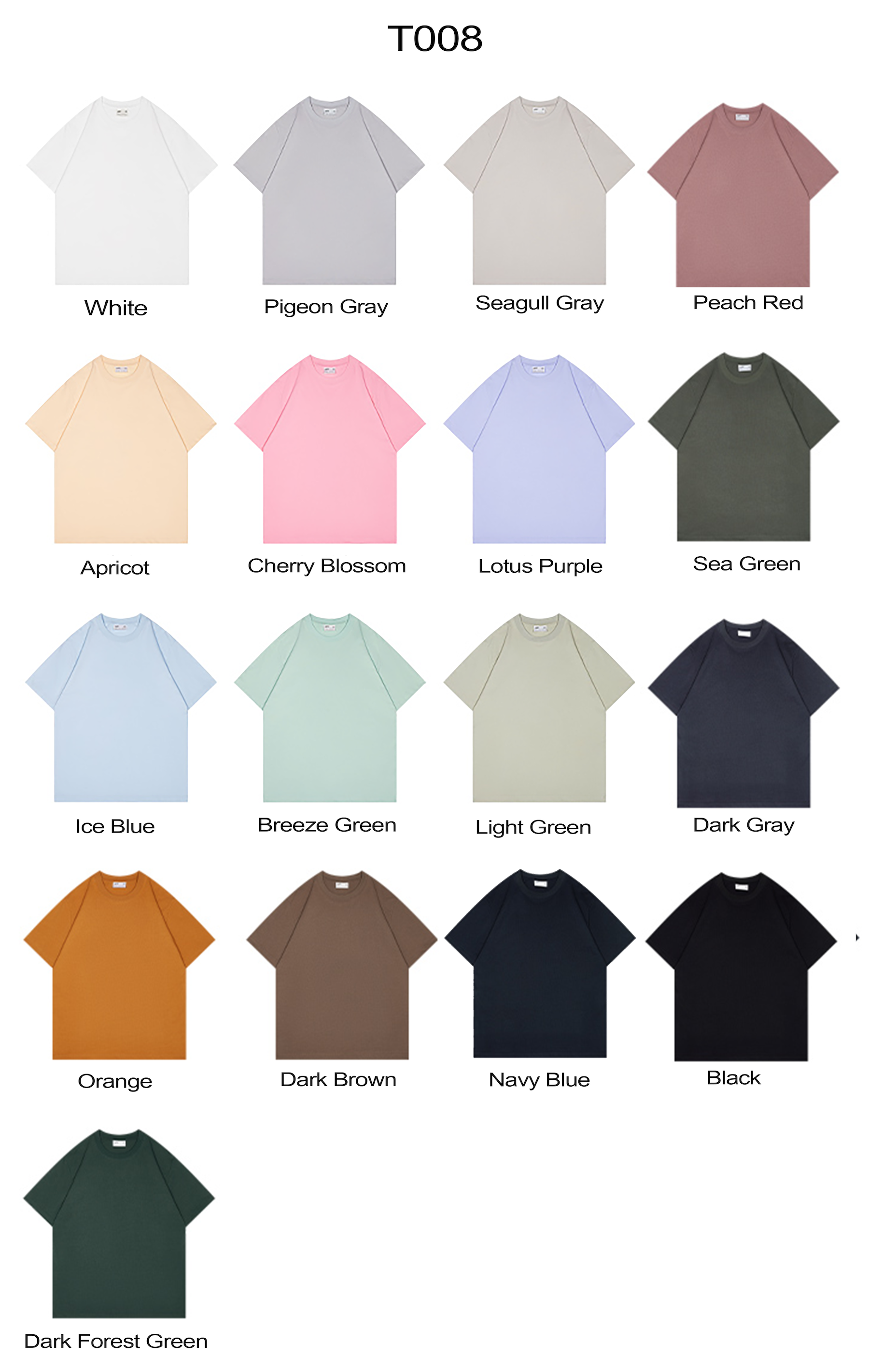 T008 240g slightly dropped shoulder 40-count pure cotton double yarn T-shirt