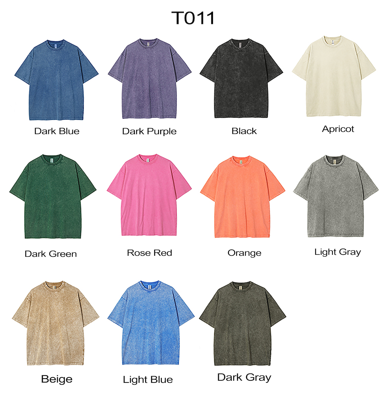  T011 250g washed cotton T-shirt