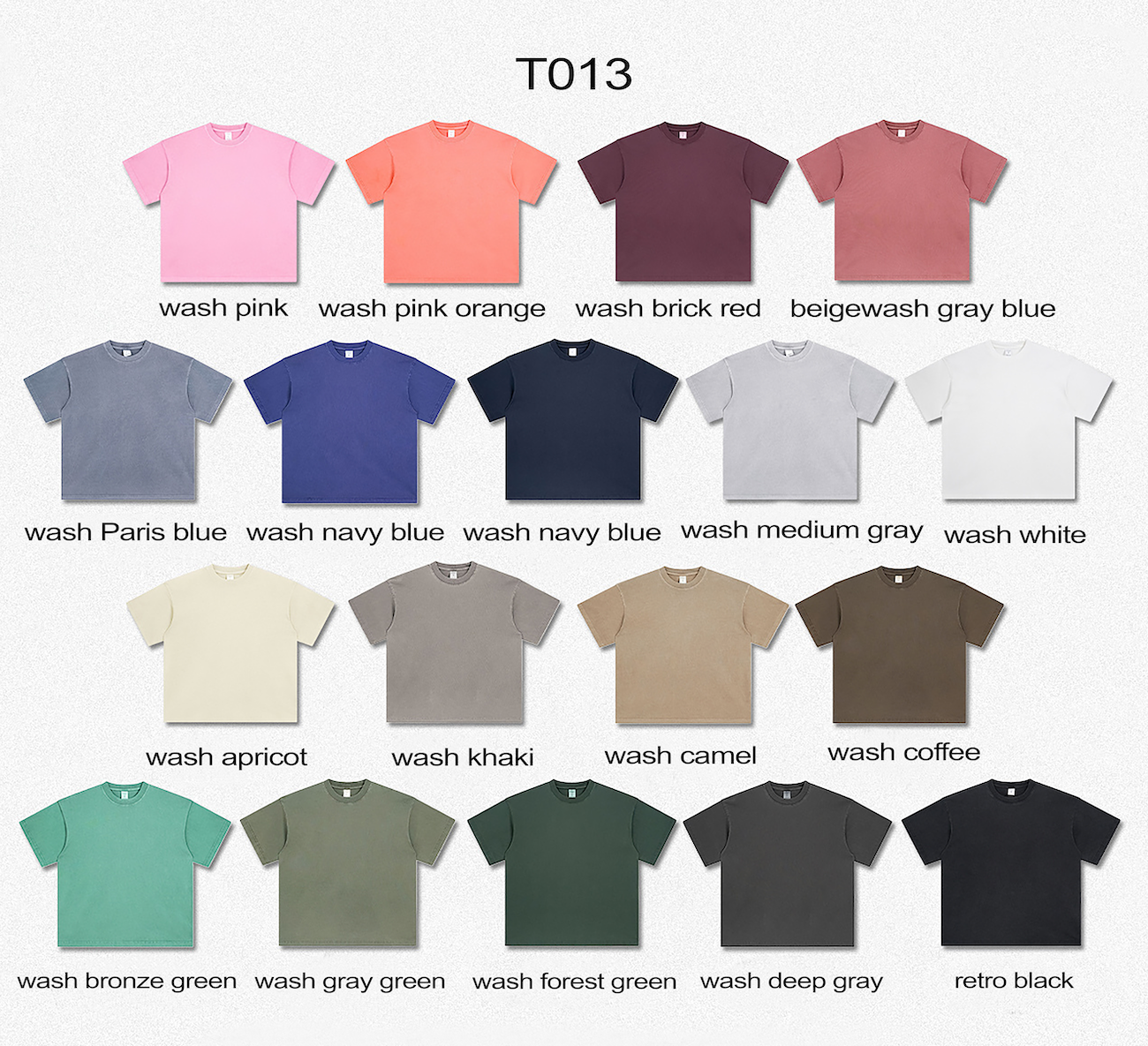 T013 250g washed 100% cotton T-shirt