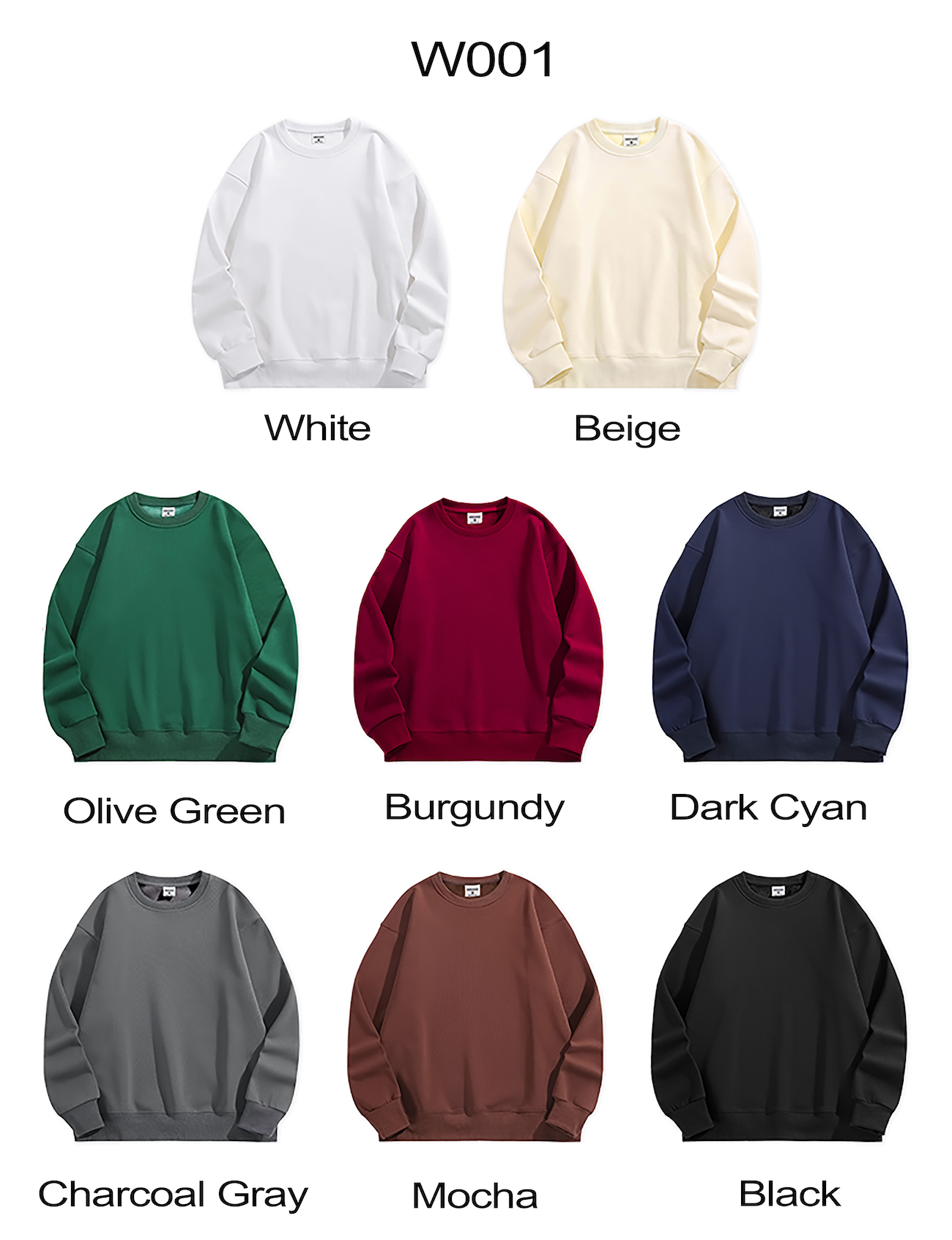 W001 500g Heavyweight fleece round-neck with drop shoulders Sweatshirt
