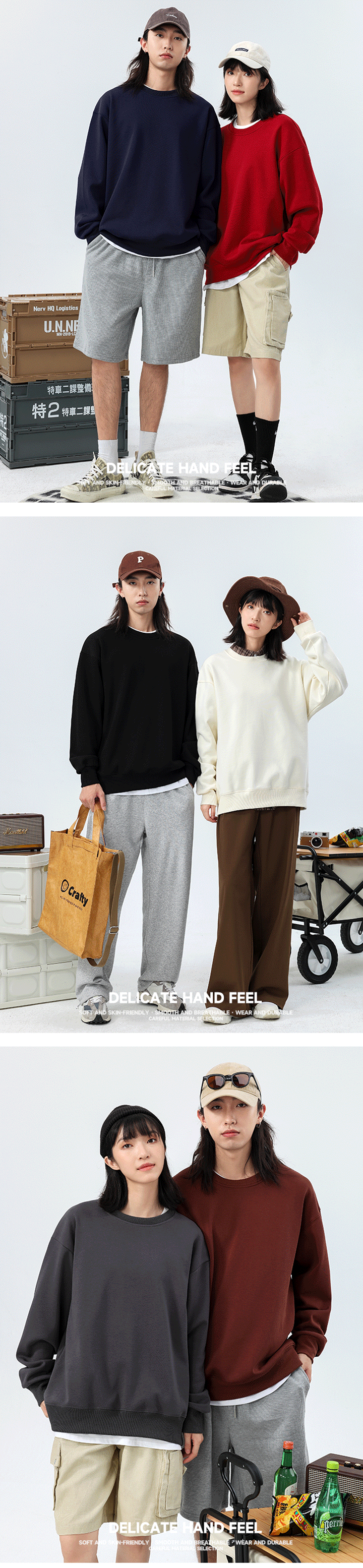 W001 500g Heavyweight fleece round-neck with drop shoulders Sweatshirt