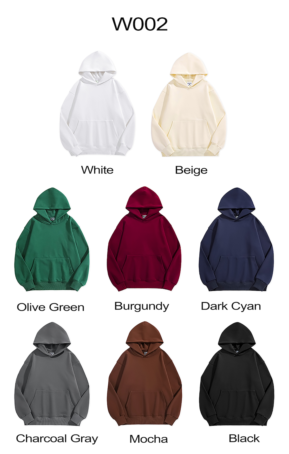 W002 500g Heavyweight fleece round-neck with drop shoulders Hoodie