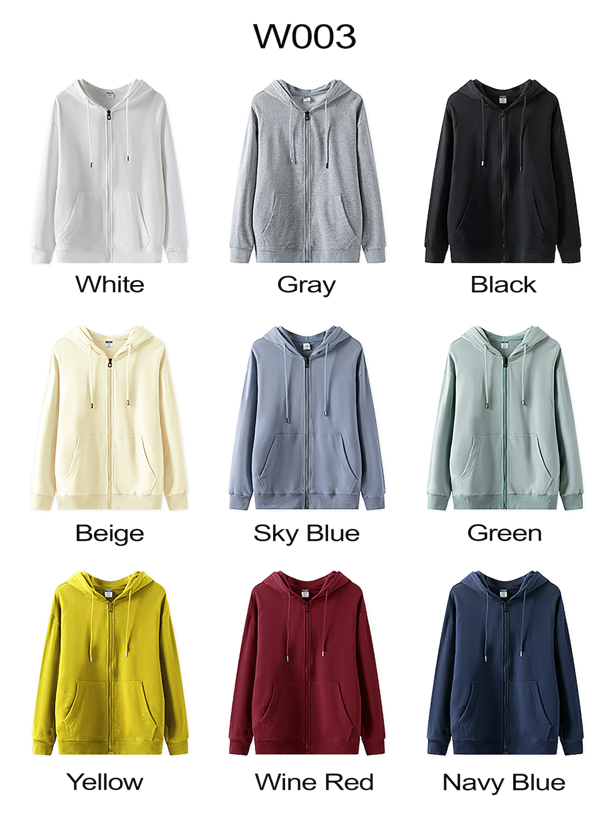 W003 300g 100%cotton Drop-shoulder terry zip-up hoodie