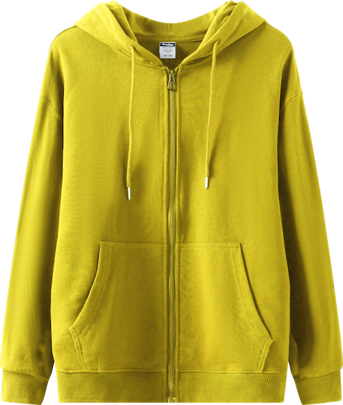 W003 300g 100%cotton Drop-shoulder terry zip-up hoodie