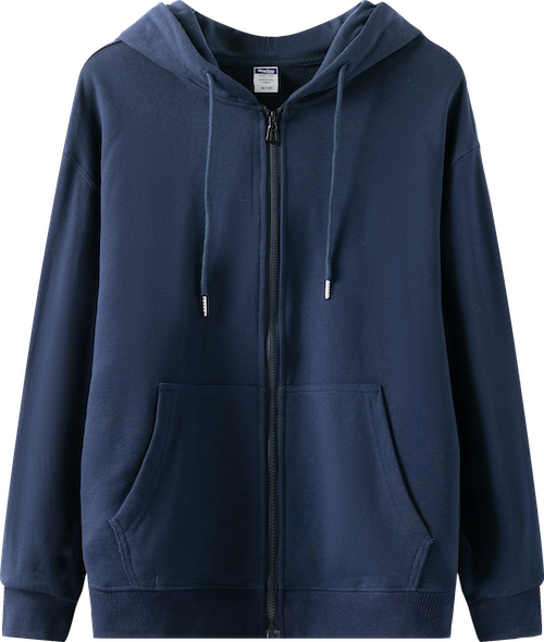 W003 300g 100%cotton Drop-shoulder terry zip-up hoodie
