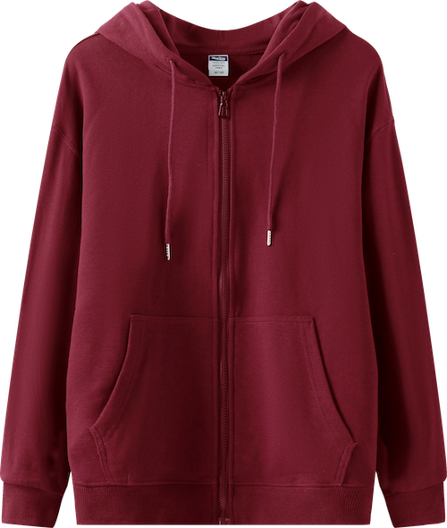 W003 300g 100%cotton Drop-shoulder terry zip-up hoodie