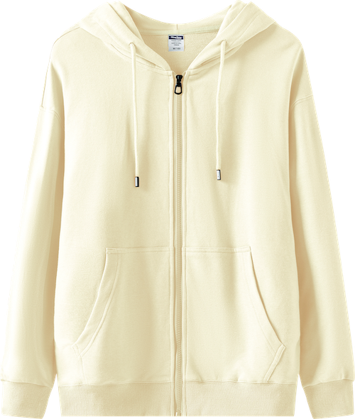 W003 300g 100%cotton Drop-shoulder terry zip-up hoodie