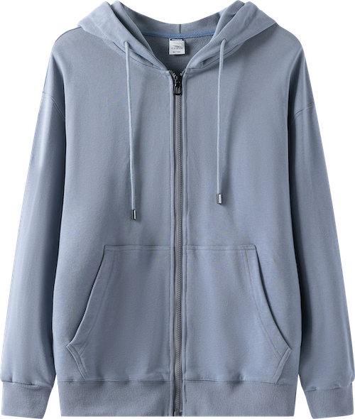W003 300g 100%cotton Drop-shoulder terry zip-up hoodie