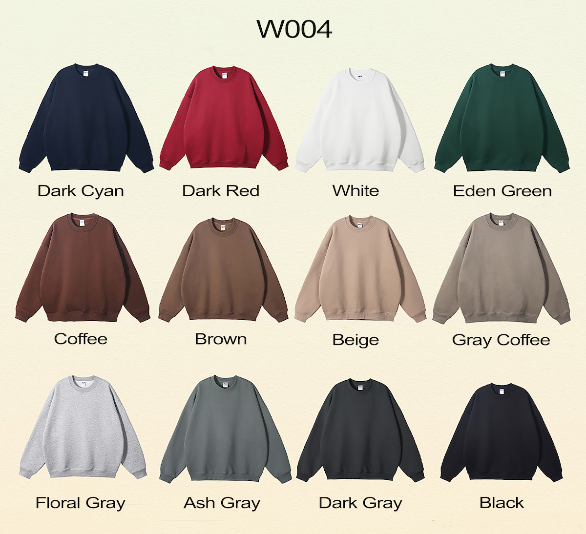 W004 350g Dopamine Style,Street Fashion Loose Fit Crew Neck Sweatshirt  