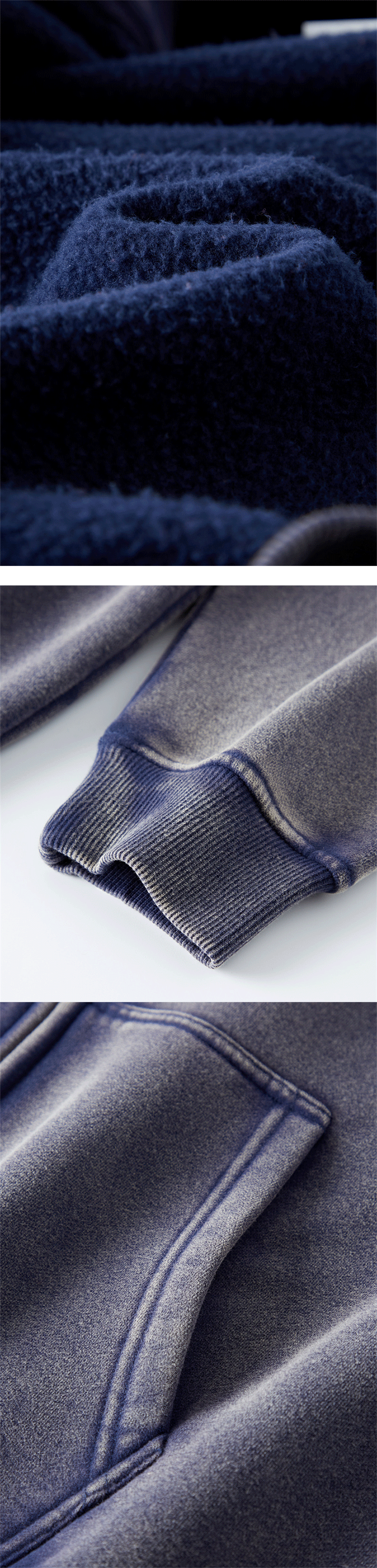 W007 350g washed Dopamine Style,Street Fashion Loose Fit Crew Neck Zip-up 